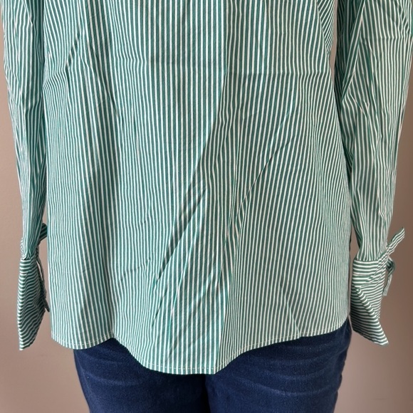 Talbots Poplin Popover Green White Striped Top Sz S - Picture 11 of 13